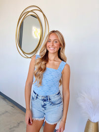 SQUARE NECK FLORAL TANK TOP