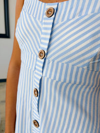 STRIPED BUTTON DOWN MIDI DRESS
