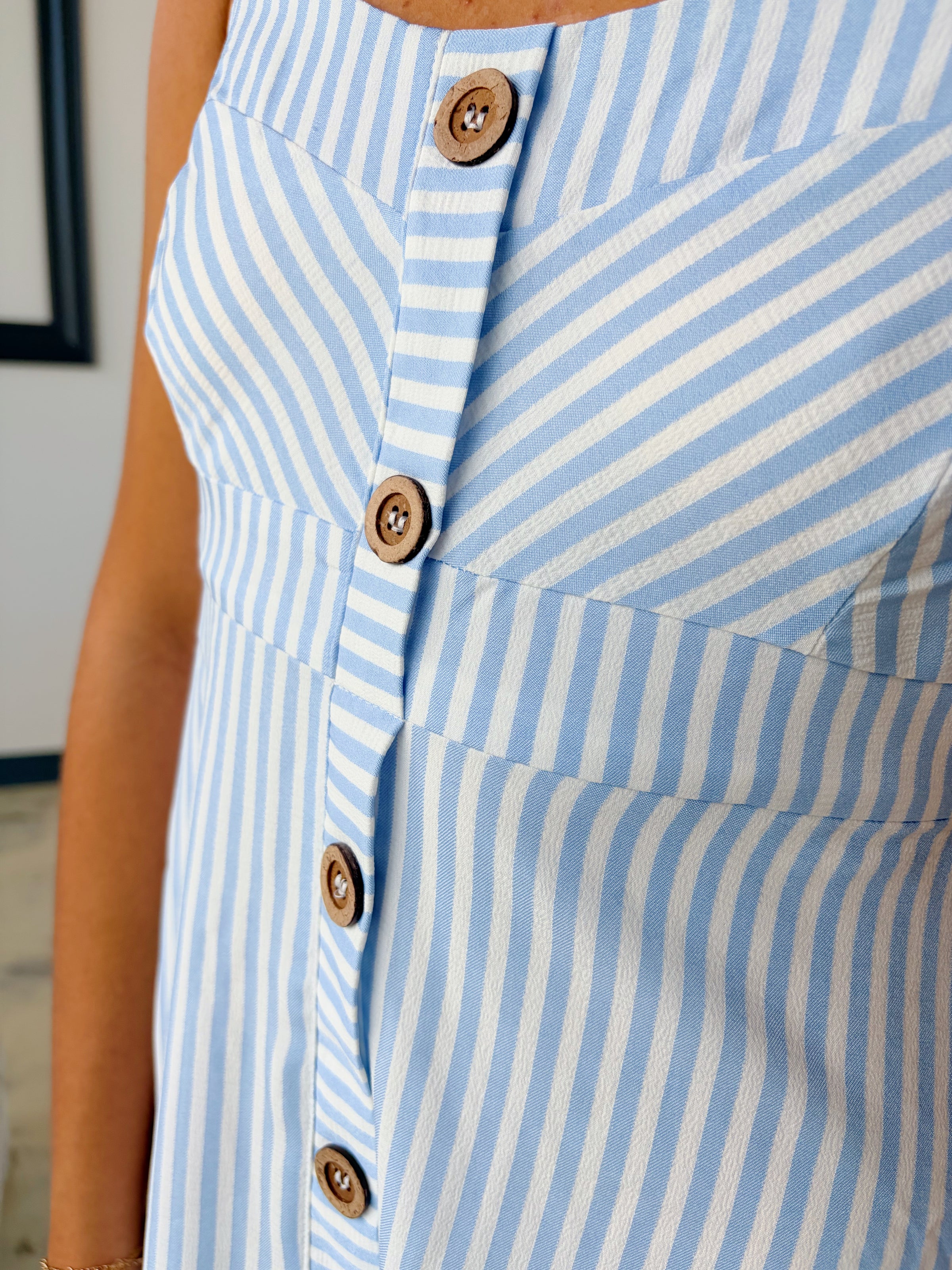 STRIPED BUTTON DOWN MIDI DRESS