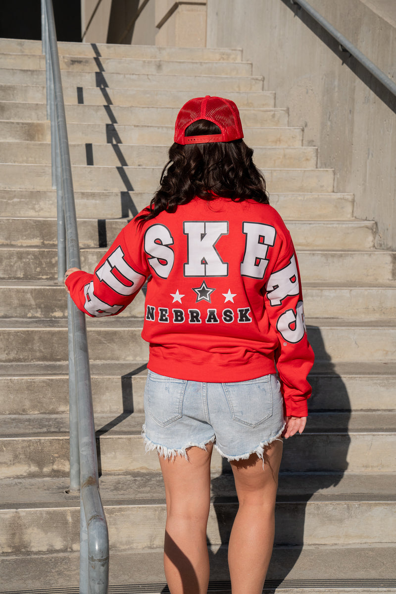 HUSKERS BOLD BACK CREWNECK