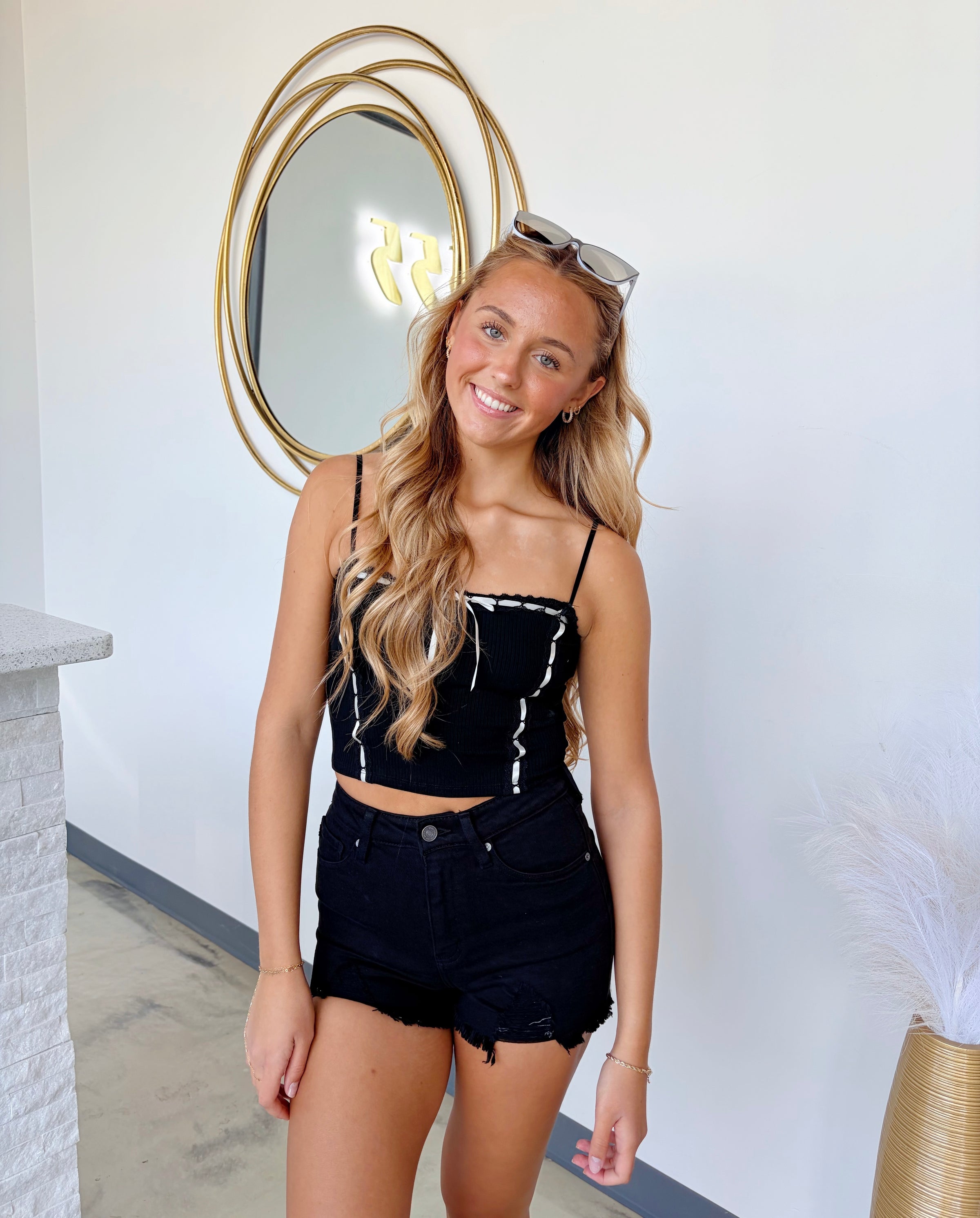 LACE TRIM FRONT TIE TANK