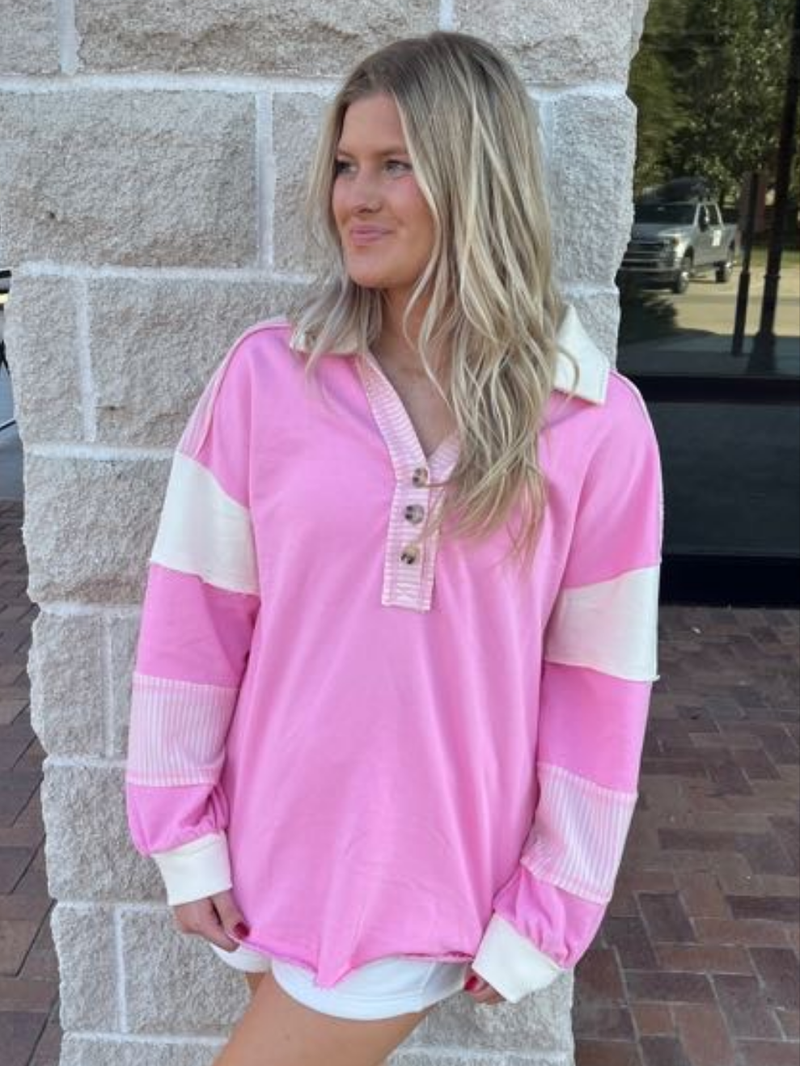 COLORBLOCK OVERSIZED BUTTON UP