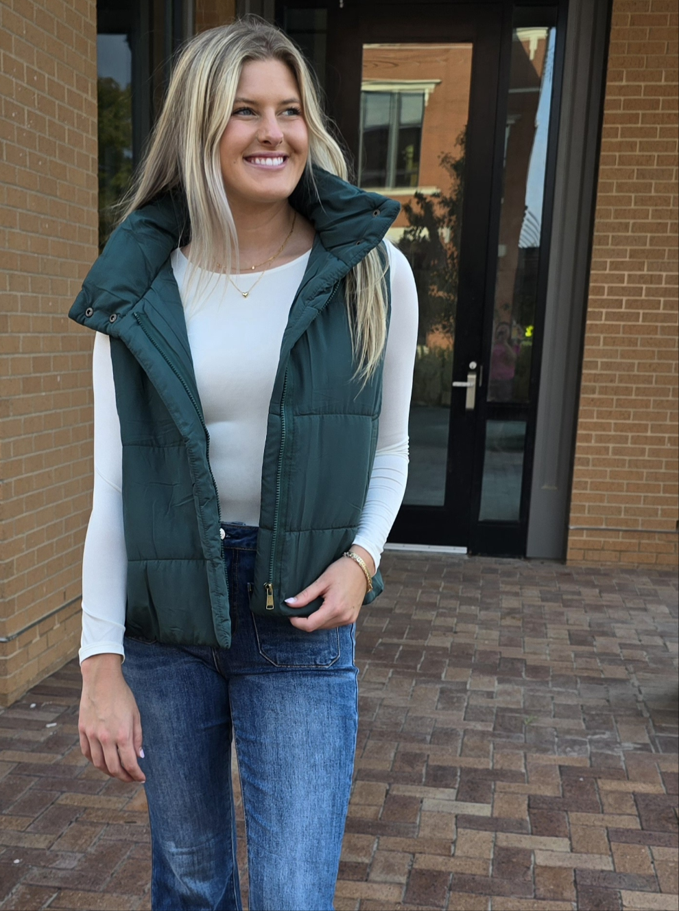 SOLID ZIP UP PUFFER VEST