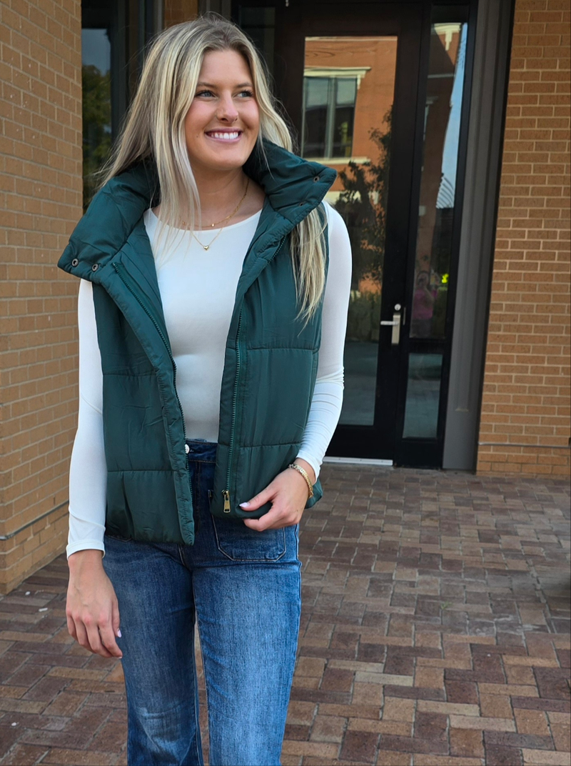 SOLID ZIP UP PUFFER VEST