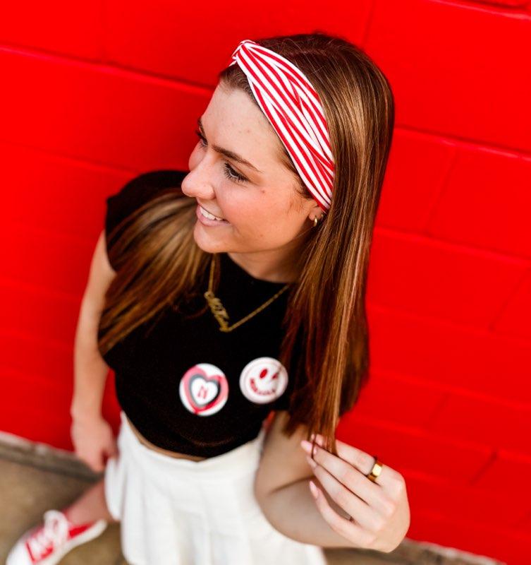 RED AND WHITE STRIPED TURBAND