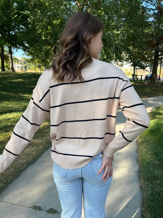 STRIPE CREW NECK SWEATER TOP