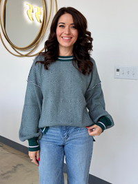 CONTRAST PLAID PULLOVER