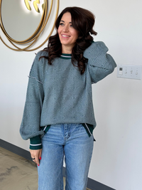 CONTRAST PLAID PULLOVER