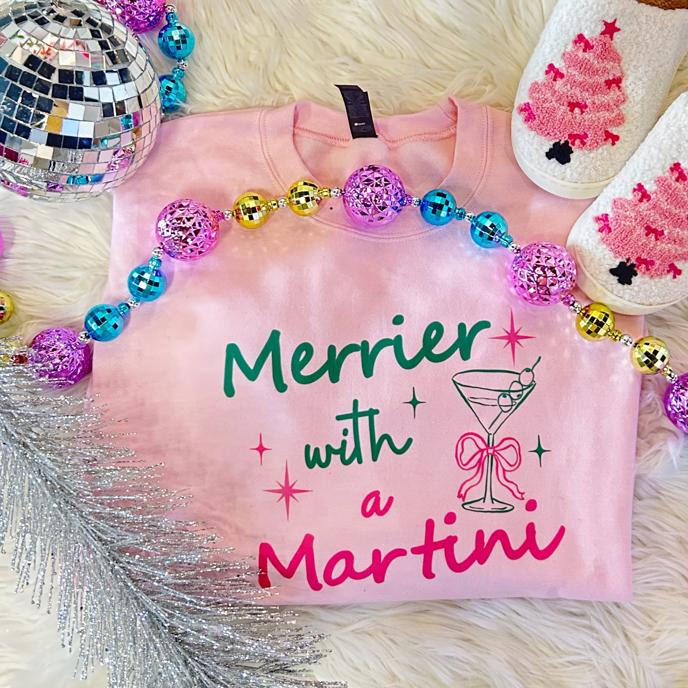 MERRIER WITH A MARTINI CREWNECK