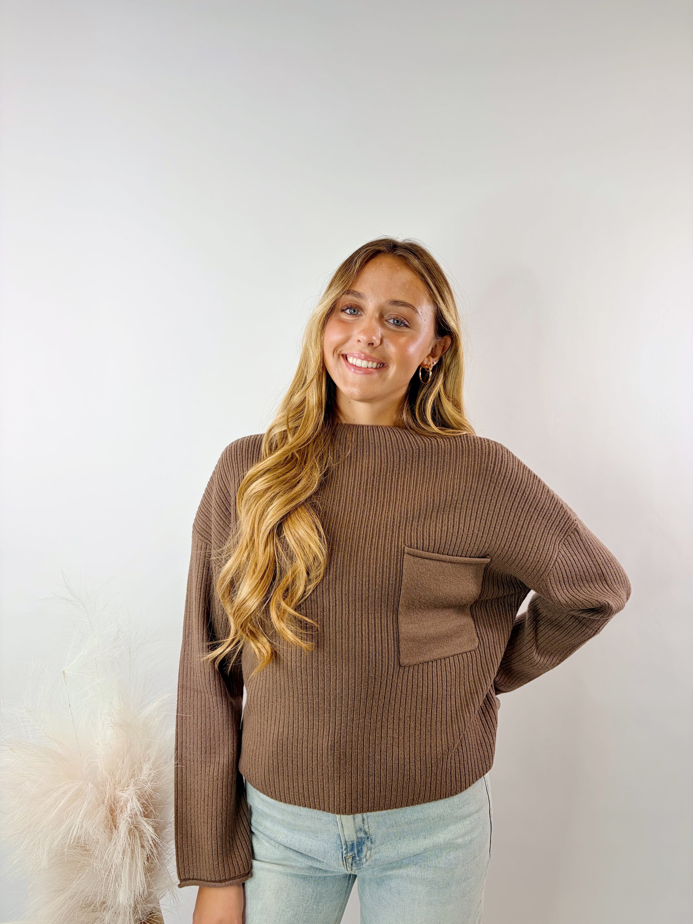 MOCK NECK LONG SLEEVE SWEATER