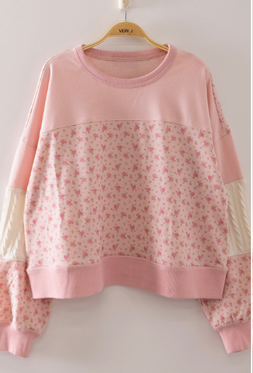 FLORAL CONTRAST SWEATSHIRT