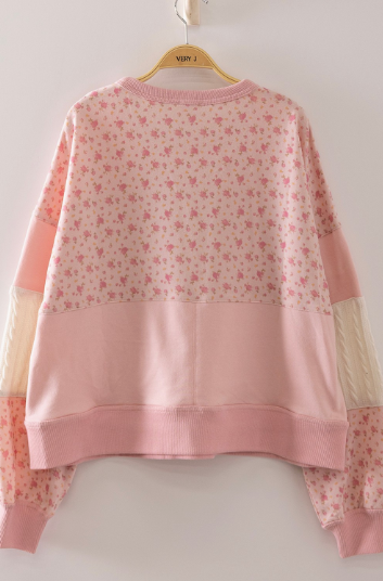 FLORAL CONTRAST SWEATSHIRT
