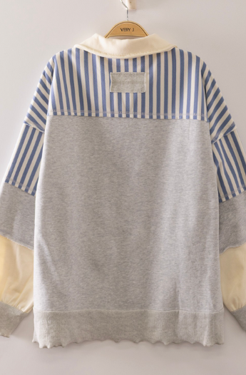 COLLAR STRIPE SWEATSHIRT