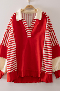 COLLAR STRIPE SWEATSHIRT