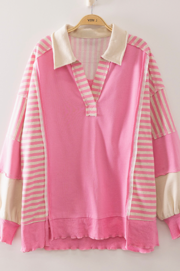 COLLAR STRIPE SWEATSHIRT