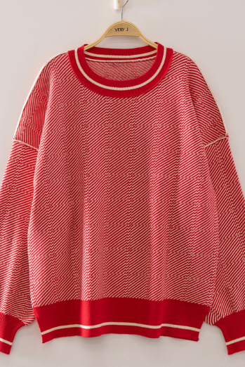CONTRAST PLAID PULLOVER
