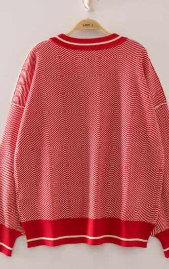 CONTRAST PLAID PULLOVER