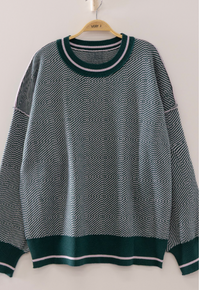 CONTRAST PLAID PULLOVER