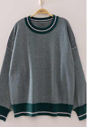CONTRAST PLAID PULLOVER