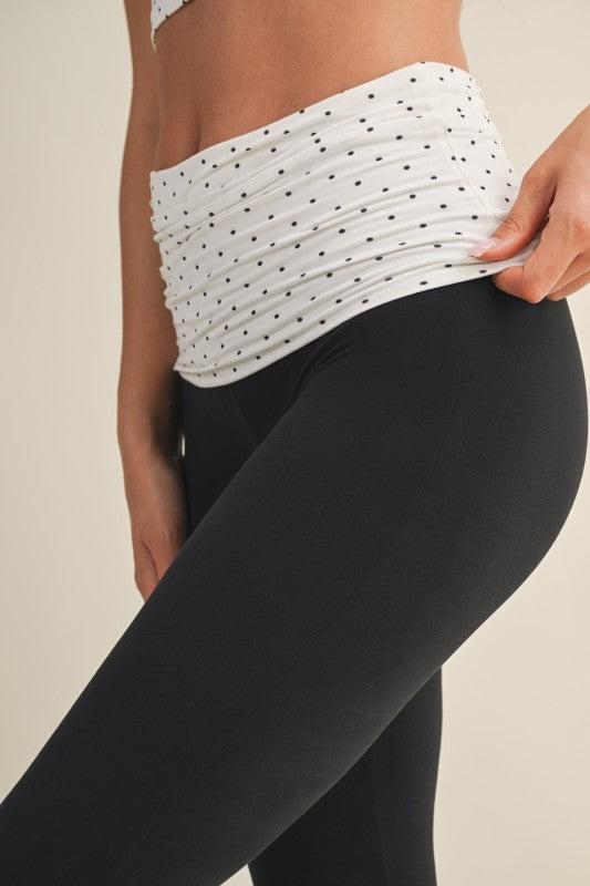 POLKA DOT FOLD OVER FLARE PANTS
