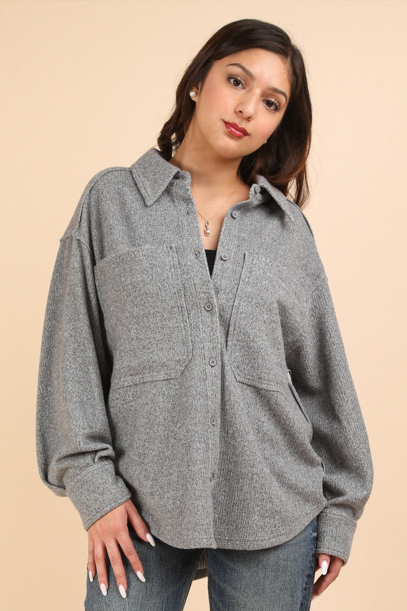 OVERSIZED COZY BUTTON DOWN SHACKET