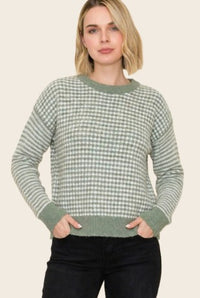 CHECKERED STRIPE SWEATER