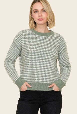 CHECKERED STRIPE SWEATER