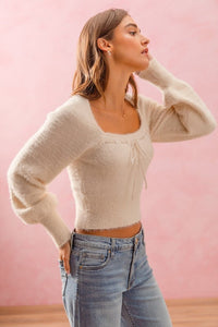 SOFT SWEATER FRONT BOW