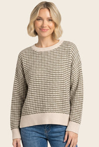 WAFFLE STRIPED SWEATER