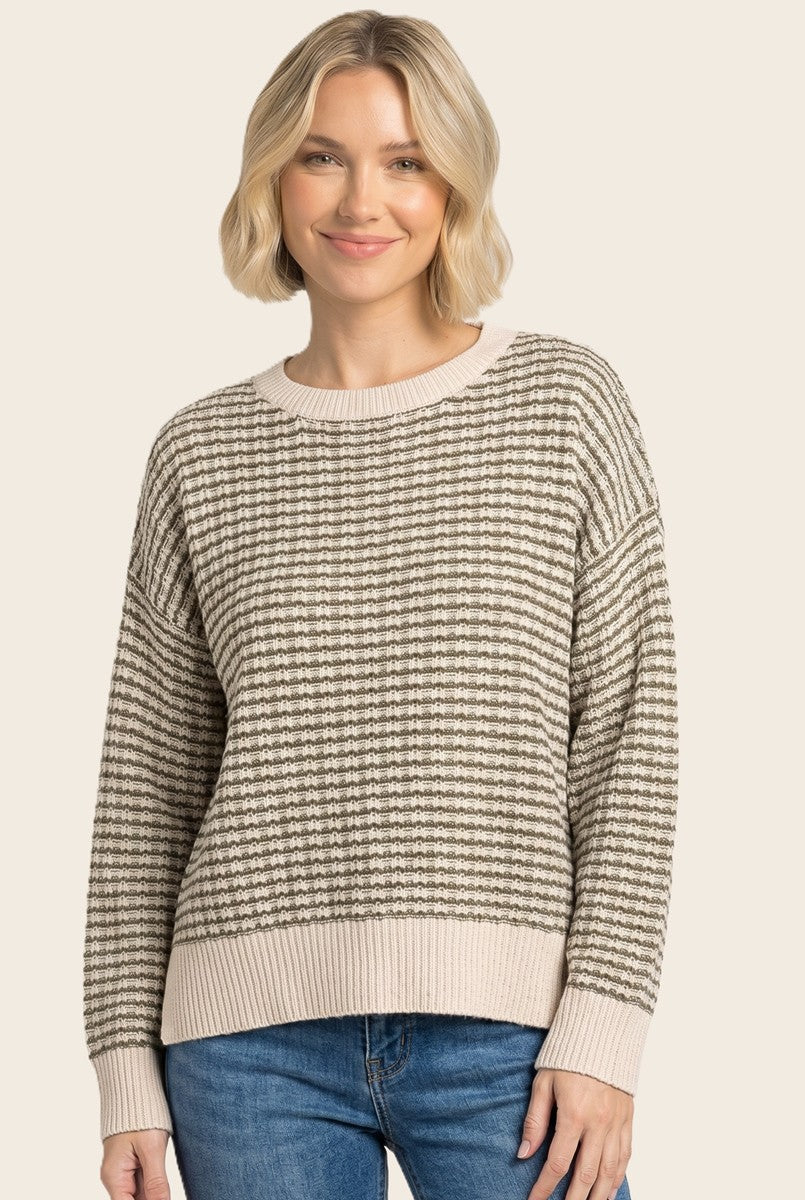 WAFFLE STRIPED SWEATER