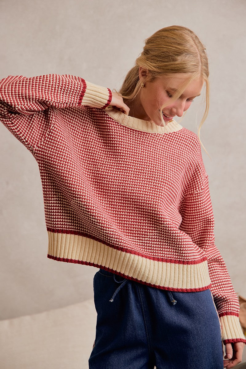 TEXTURED CREWNECK SWEATER