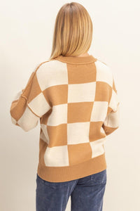 CHECKERED KNIT SWEATER