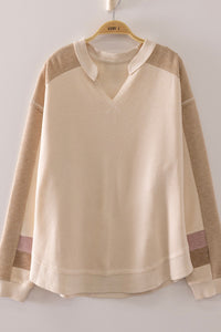 COLOR BLOCK WAFFLE SWEATER