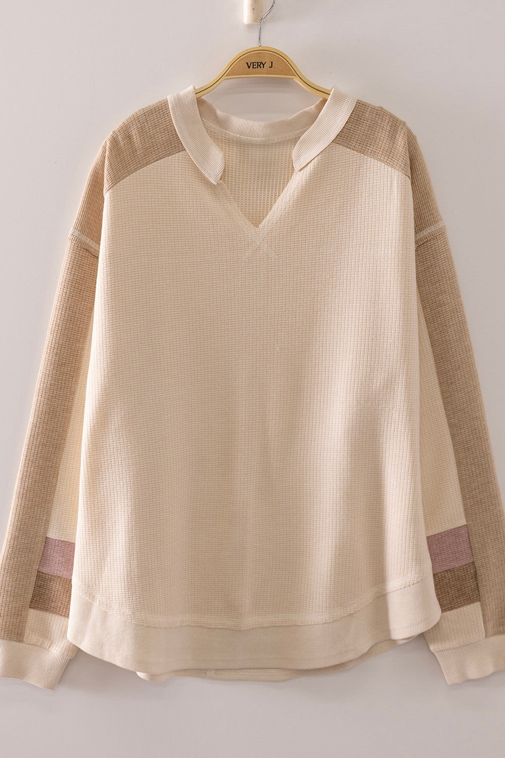 COLOR BLOCK WAFFLE SWEATER