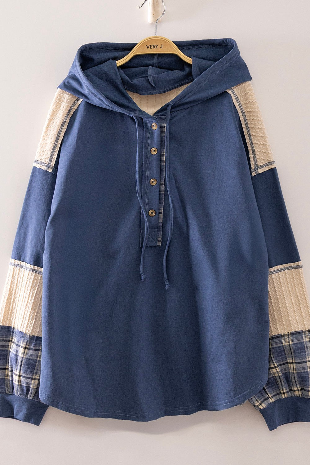 HALF BUTTON CONTRAST SWEATSHIRT