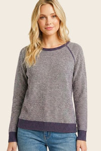 TRIMMED PINSTRIPE SWEATER