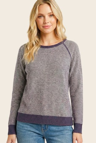 TRIMMED PINSTRIPE SWEATER