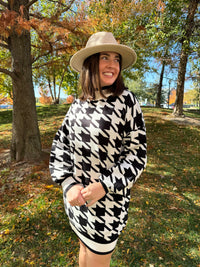 HOUNDSTOOTH SWEATER DRESS