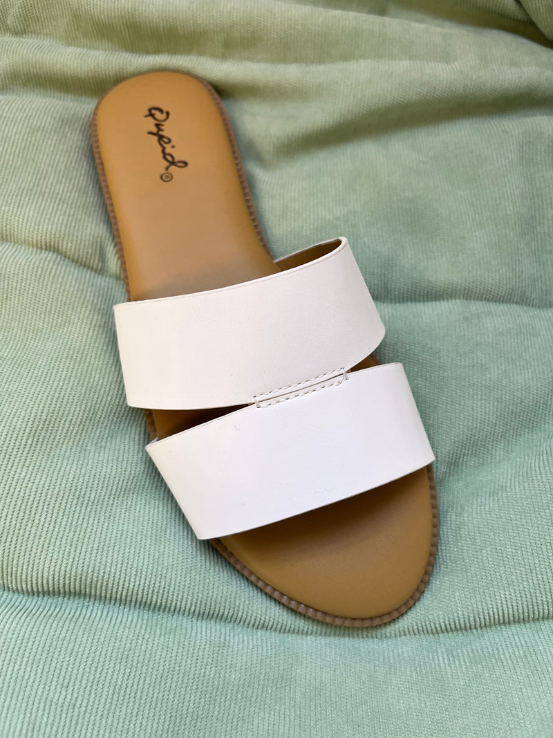 WHITE DOUBLE BAND SANDALS