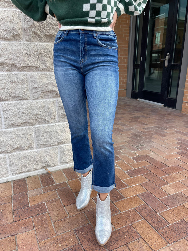 HIGH RISE ROLL UP JEANS