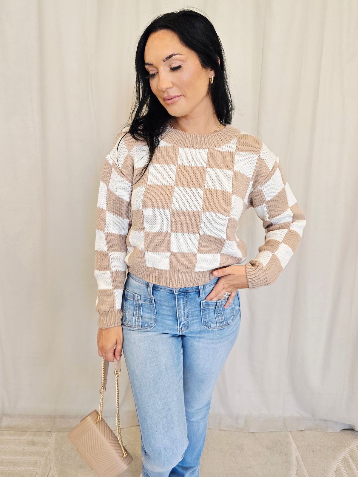 CHECKERED SWEATER TOP