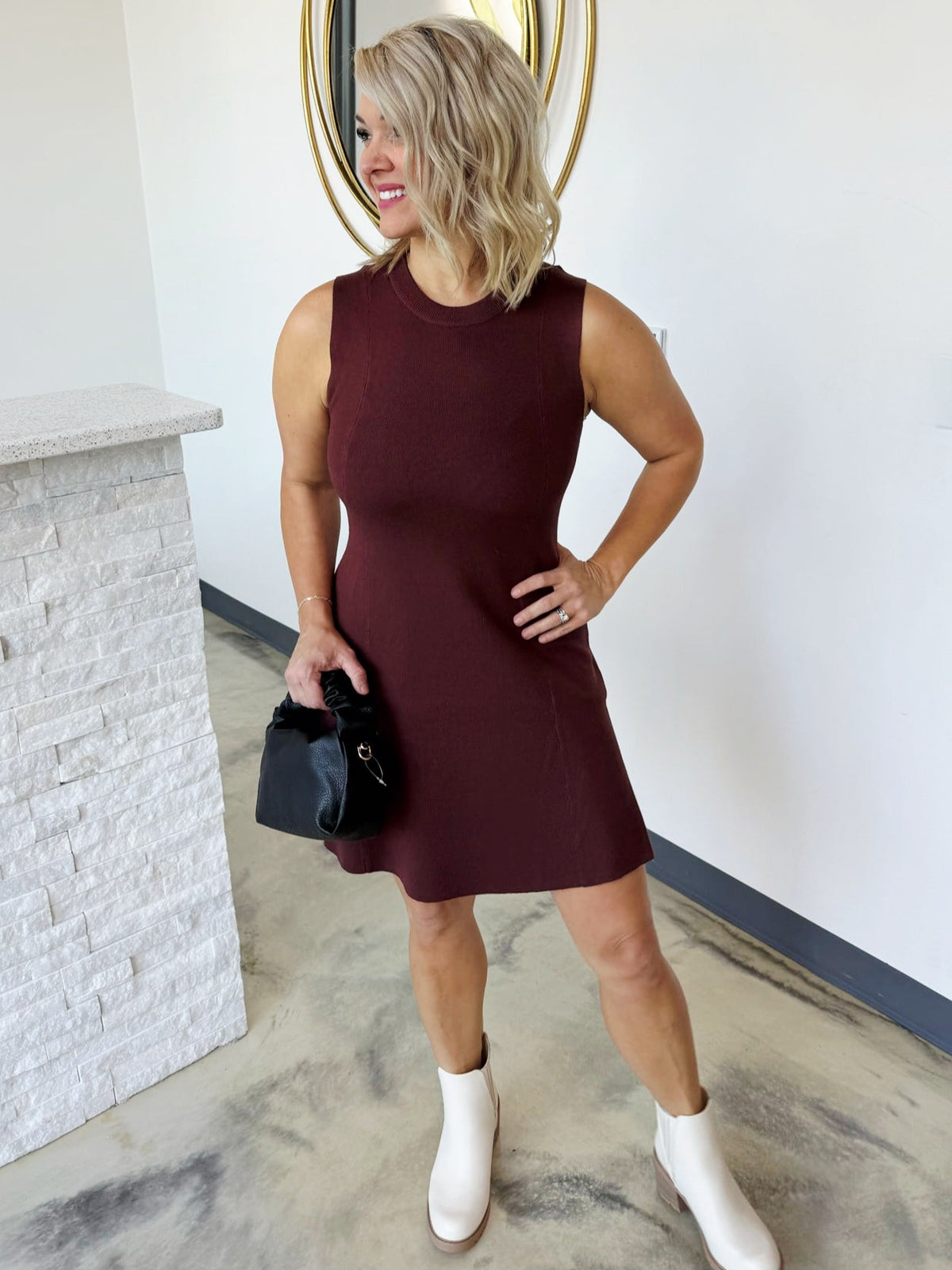 HIGH NECK SWEATER DRESS