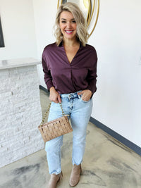 V-NECK SATIN BLOUSE
