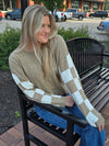 CHECKERED SLEEVE SWEATER