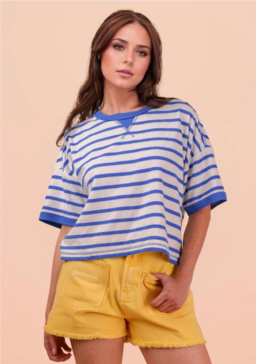 STRIPED CROPPED TEE