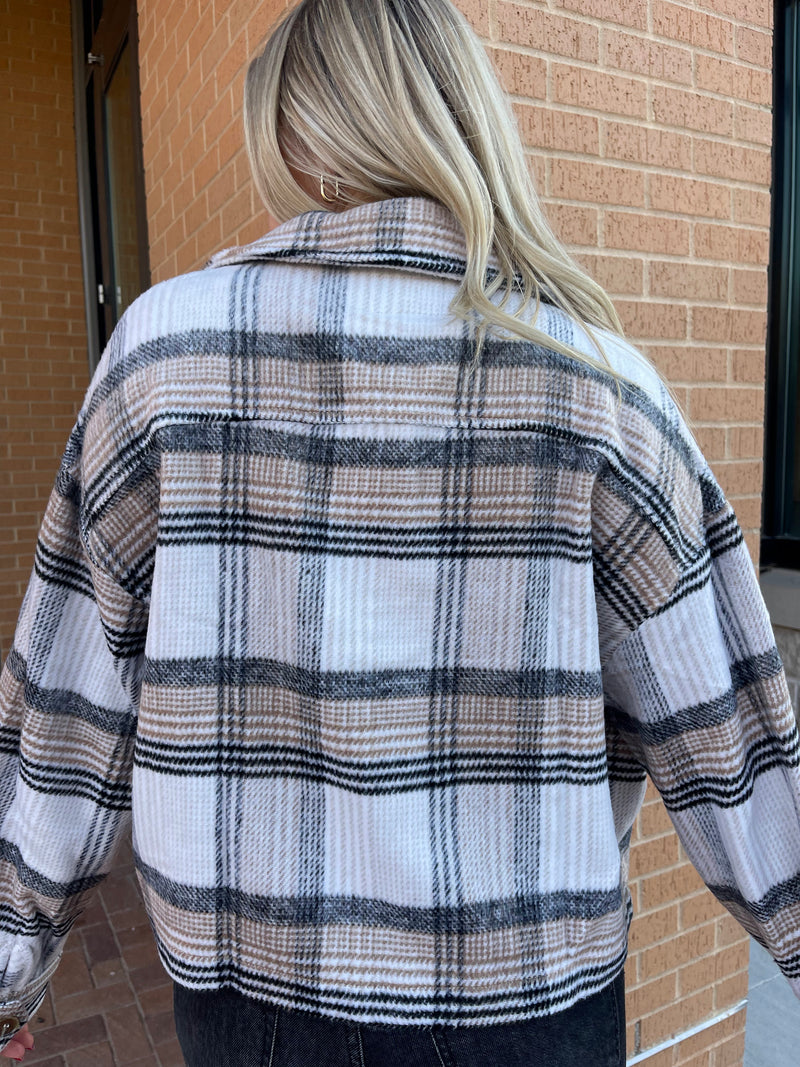 PLAID PRINT BUTTON DOWN JACKET