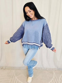KNIT SLEEVE SWEATSHIRT