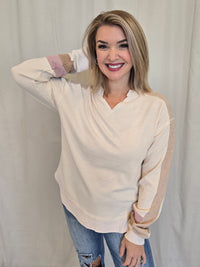COLOR BLOCK WAFFLE SWEATER