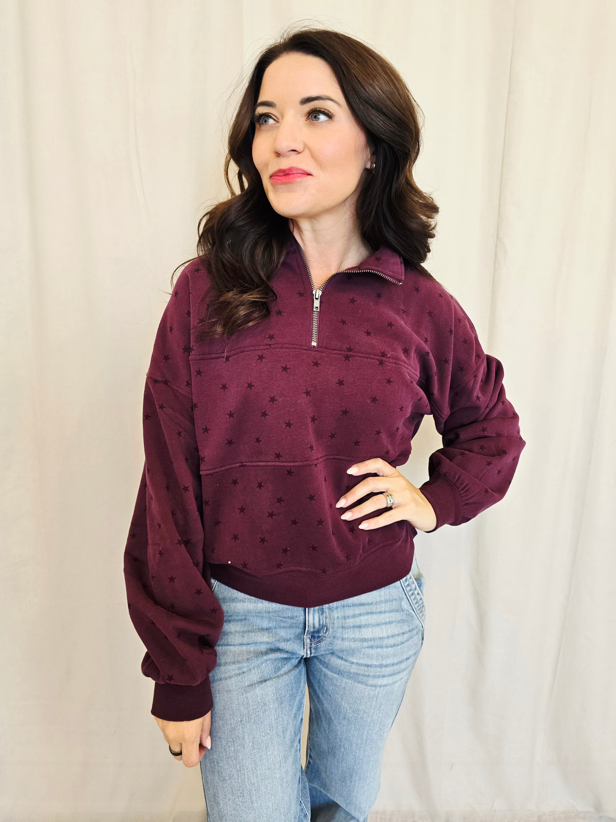 STAR HALF ZIP SWEATSHIRT