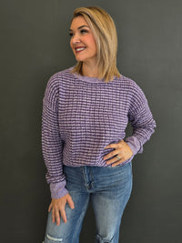 WAFFLE STRIPED SWEATER